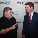 Steve Wozniak discusses Woz U with U.S. Rep. Greg Stanton (then mayor of Phoenix) at "An Evening of Innovation and Celebration."